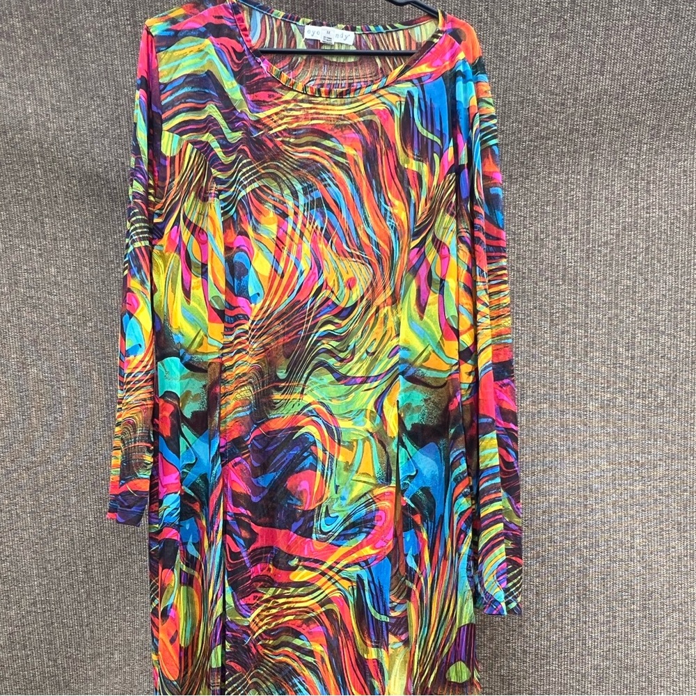 EYE CANDY Summer Maxi Long Sleeve Beach Cover Up SPLITS SCOOP NECKLINE 3X